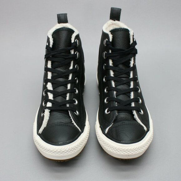 Converse Ladies 8 CTAS Hiker Boots Black Leather Fleece Lining Sneakers Shoes - Picture 5 of 12